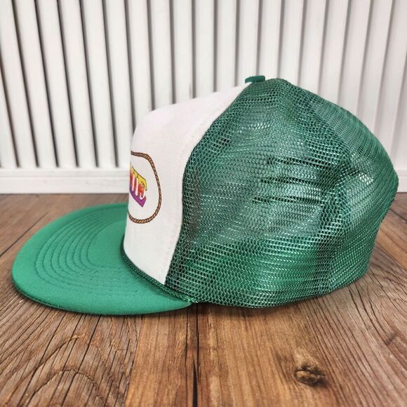 VTG Laramie Tires Snapback Trucker Hat Cap White Green Colorful Logo Farmer Mesh - Picture 6 of 10